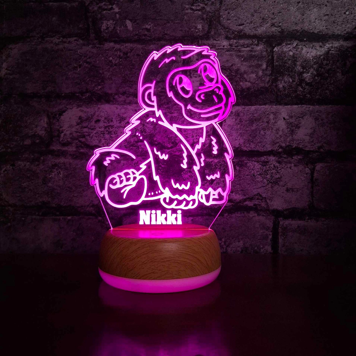 Personalised Baby Gorilla LED Lamp Night Light Night Light Stock Car & Banger Toy Tracks