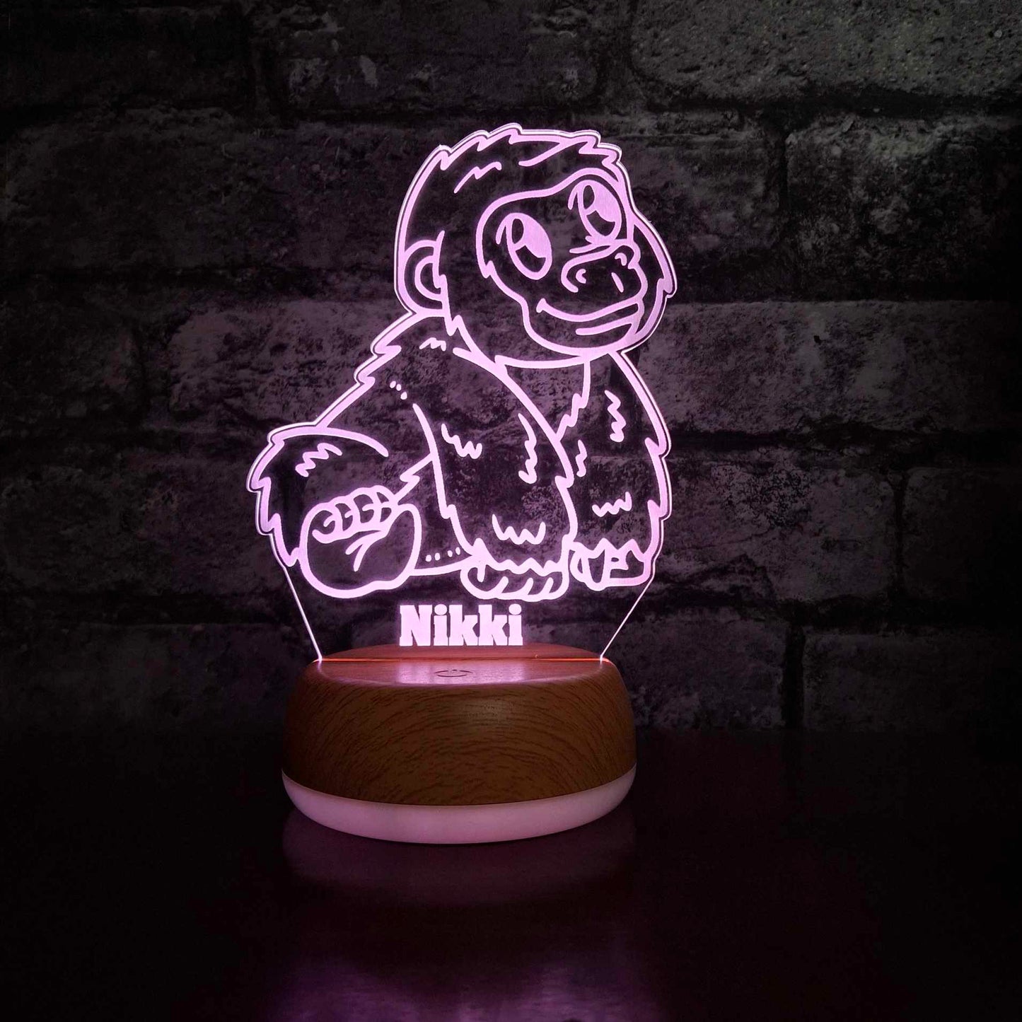 Personalised Baby Gorilla LED Lamp Night Light Night Light Stock Car & Banger Toy Tracks