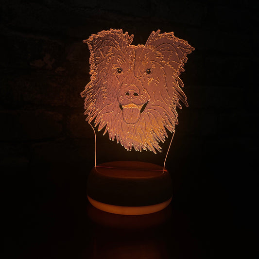 Personalised Border Collie Dog LED Lamp Night Light Night Light Stock Car & Banger Toy Tracks