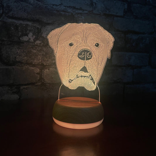 Personalised Bull Mastiff Dog LED Lamp Night Light Night Light Stock Car & Banger Toy Tracks