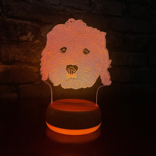 Personalised Cockapoo Dog LED Lamp Night Light Night Light Stock Car & Banger Toy Tracks