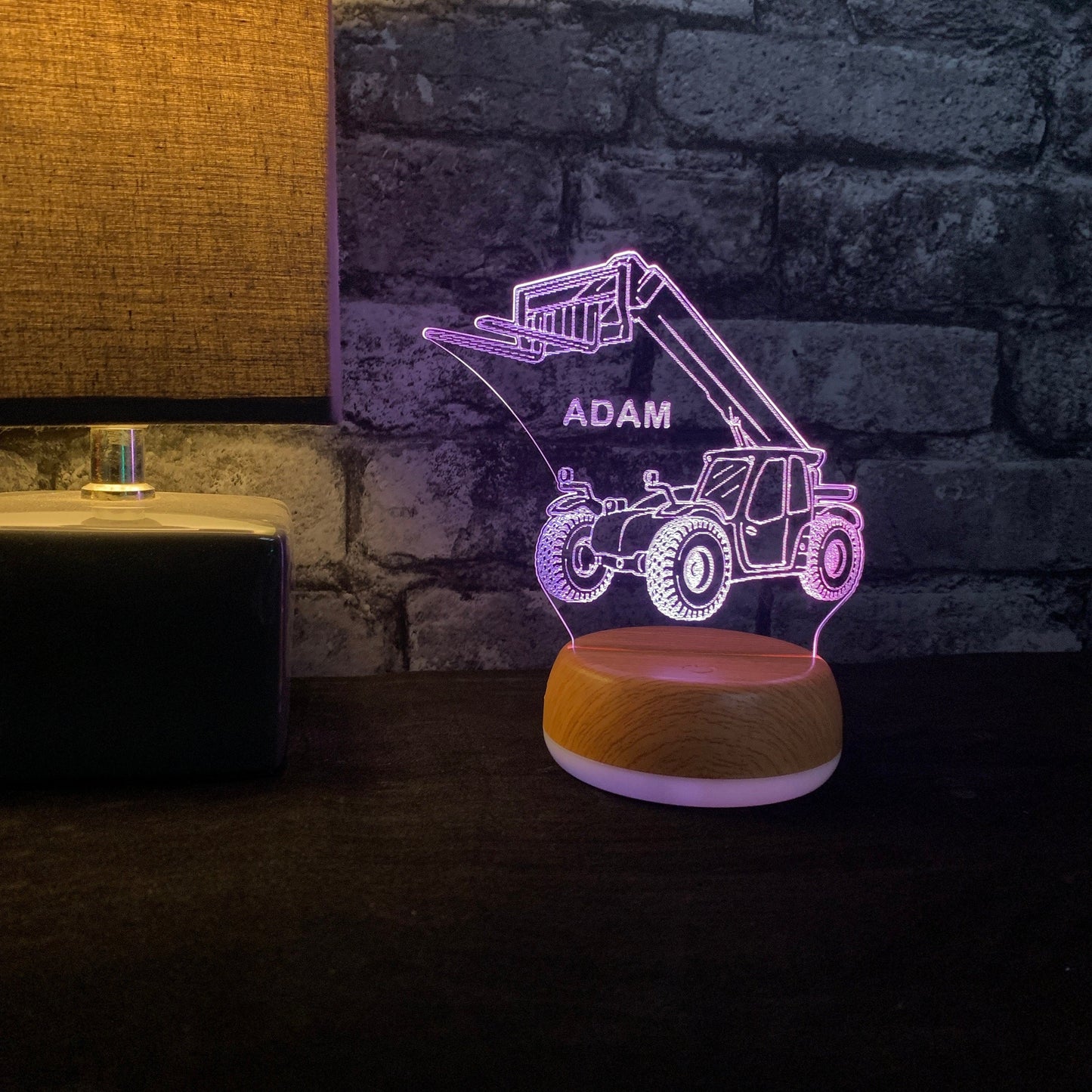 Personalised Forklift Loader Digger LED Lamp Night Light  Night Light Stock Car & Banger Toy Tracks