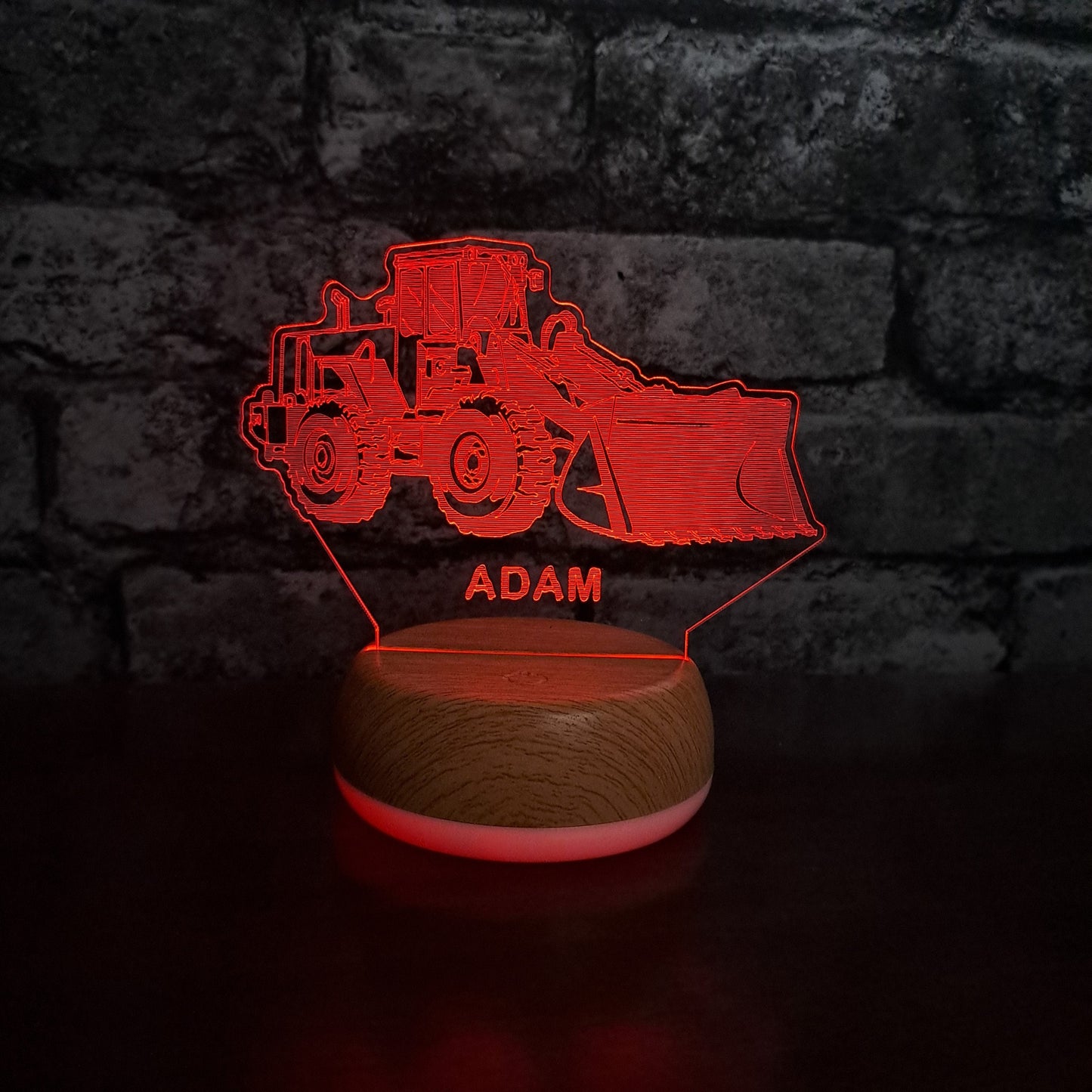 Personalised Front Loader Digger LED Lamp Night Light  Night Light Stock Car & Banger Toy Tracks