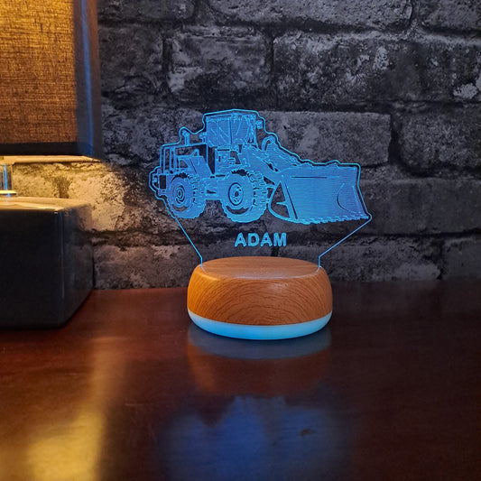 Personalised Front Loader Digger LED Lamp Night Light Night Light Stock Car & Banger Toy Tracks