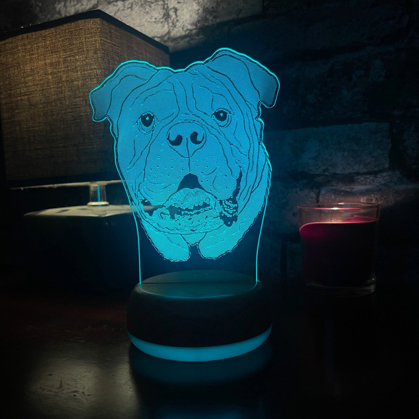Personalised Bull Dog LED Lamp Night Light Night Light Stock Car & Banger Toy Tracks