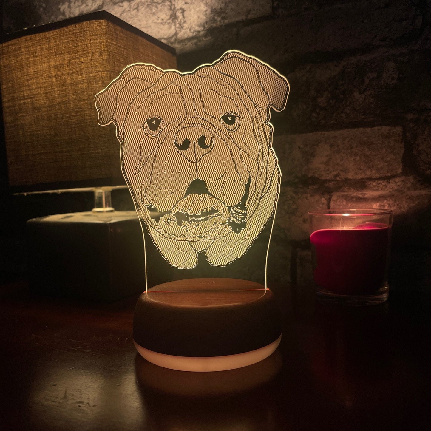 Personalised Bull Dog LED Lamp Night Light Night Light Stock Car & Banger Toy Tracks