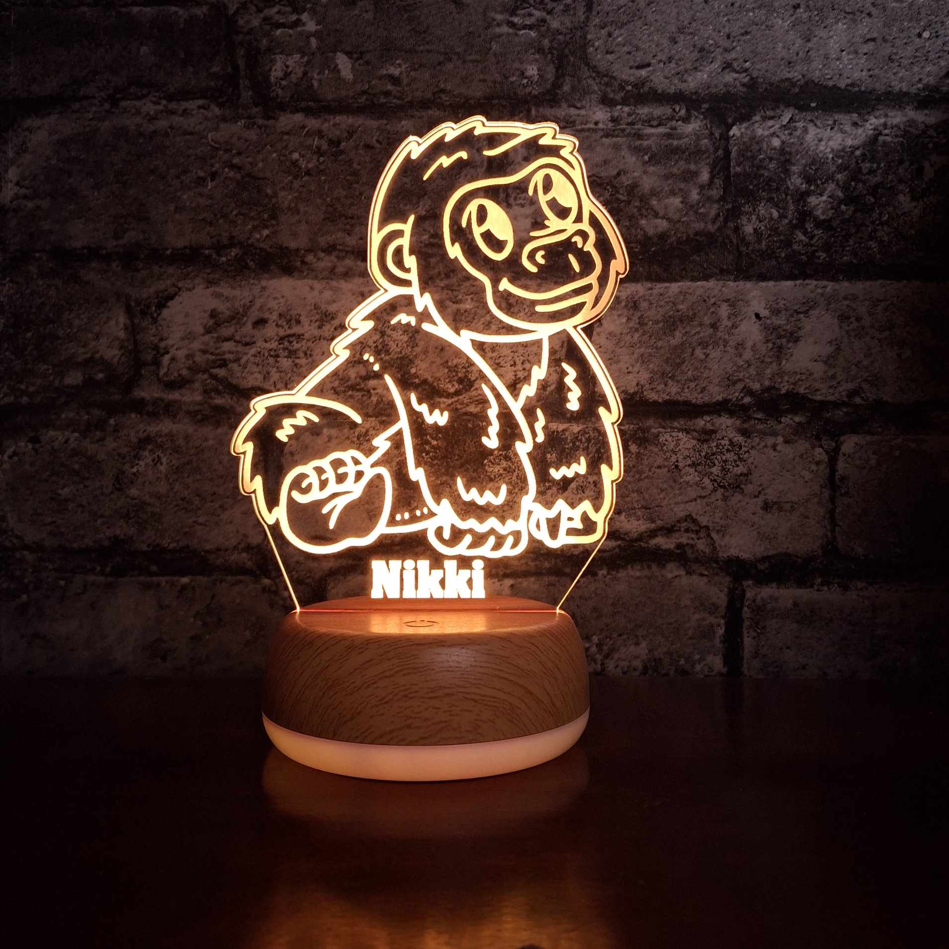 Personalised Baby Gorilla LED Lamp Night LightÂ  Night Light Stock Car & Banger Toy Tracks