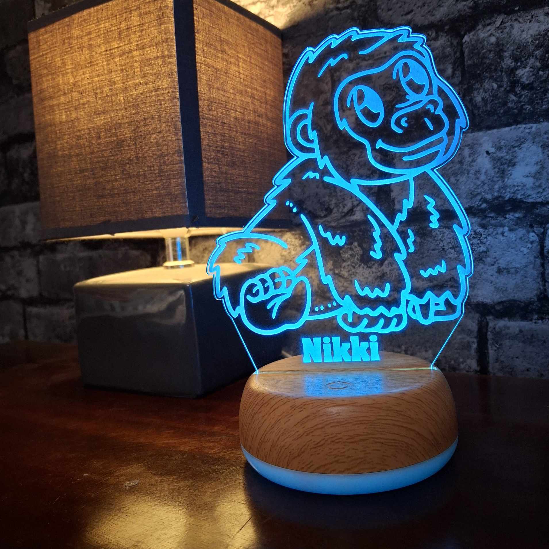 Personalised Baby Gorilla LED Lamp Night LightÂ  Night Light Stock Car & Banger Toy Tracks