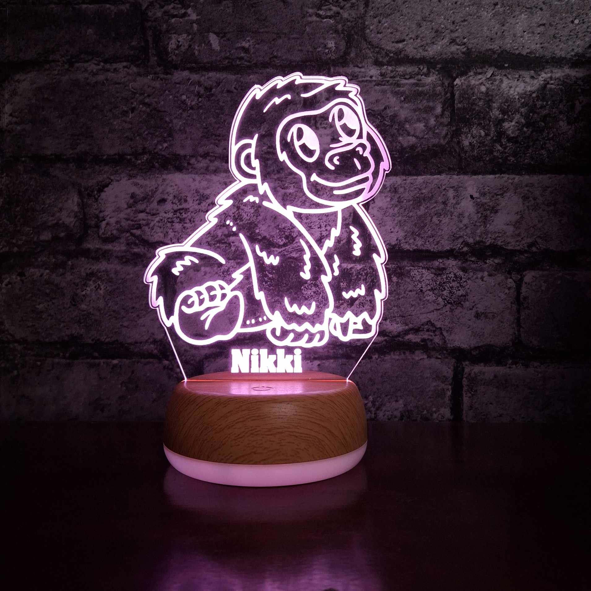 Personalised Baby Gorilla LED Lamp Night LightÂ  Night Light Stock Car & Banger Toy Tracks