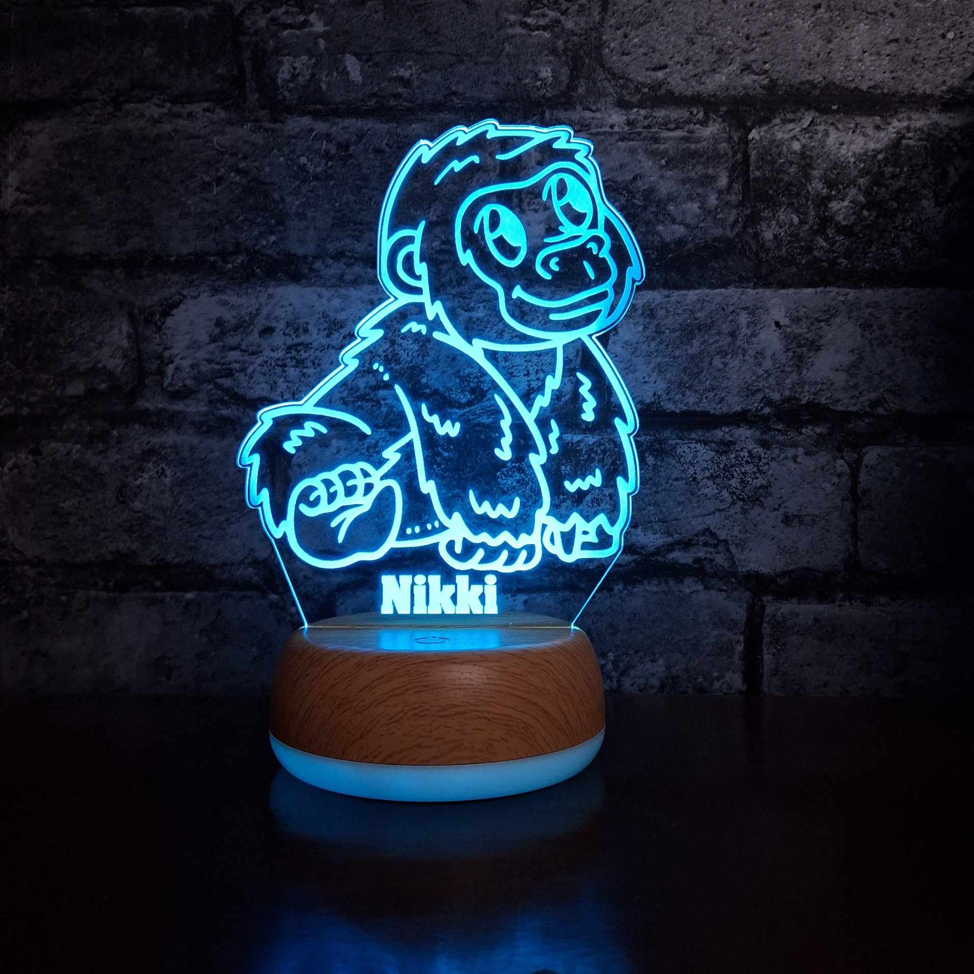 Personalised Baby Gorilla LED Lamp Night LightÂ  Night Light Stock Car & Banger Toy Tracks