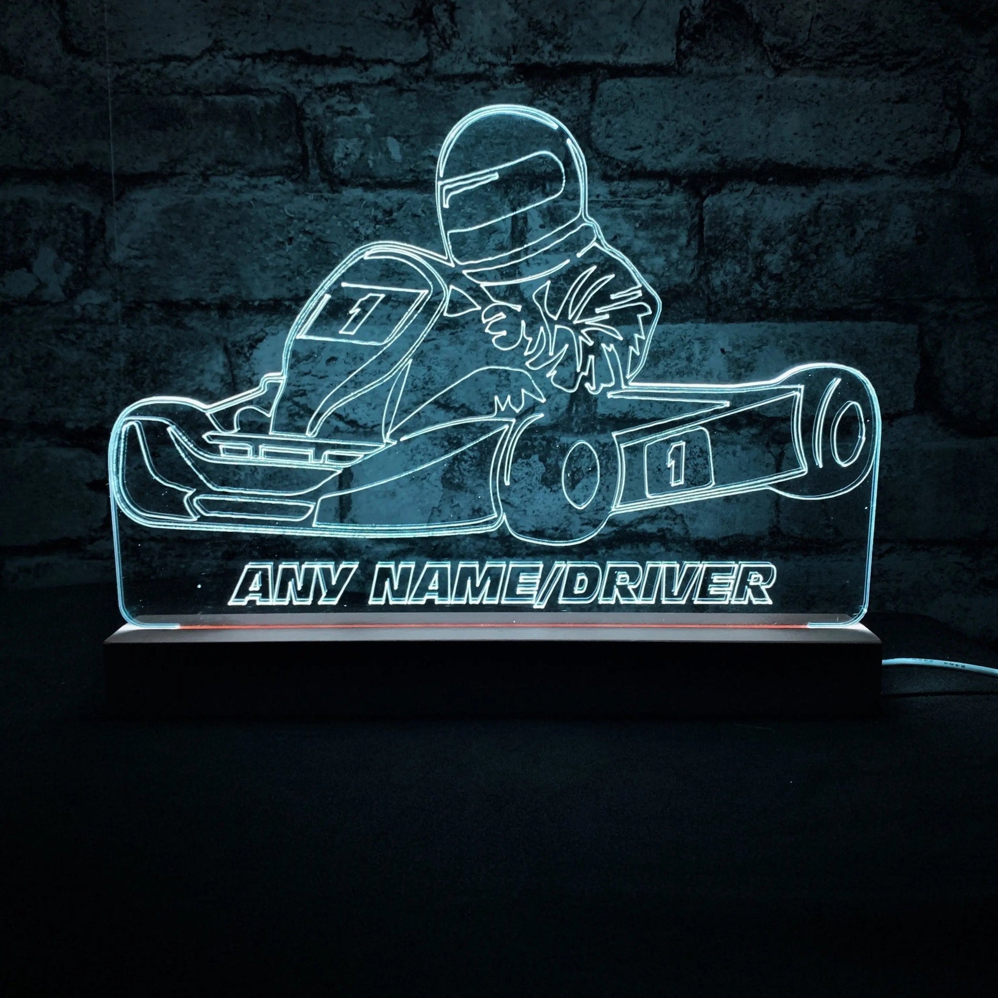 Go Kart Night Light - Large Wooden Base - Night Light - Stock Car & Banger Toy Tracks