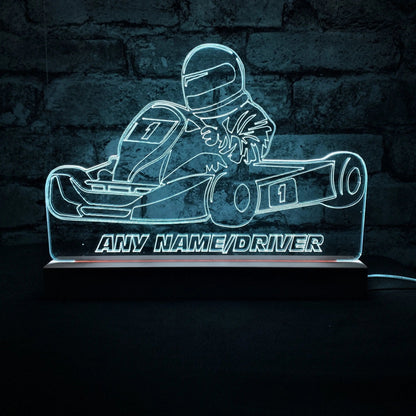 Go Kart Night Light - Large Wooden Base - Night Light - Stock Car & Banger Toy Tracks