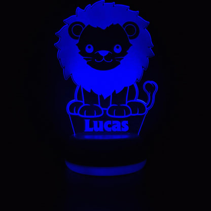 Lion LED night light displayed in a childâ€™s bedroom â€“ warm ambient glow for bedtime
