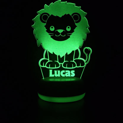 Personalised safari animal night light with lion design â€“ unique nursery accessory for boys or girls