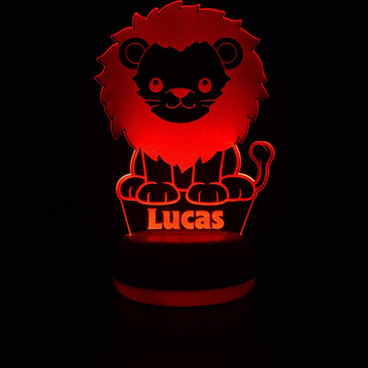 Custom lion LED lamp with name â€“ adorable jungle animal decor for kidsâ€™ bedrooms