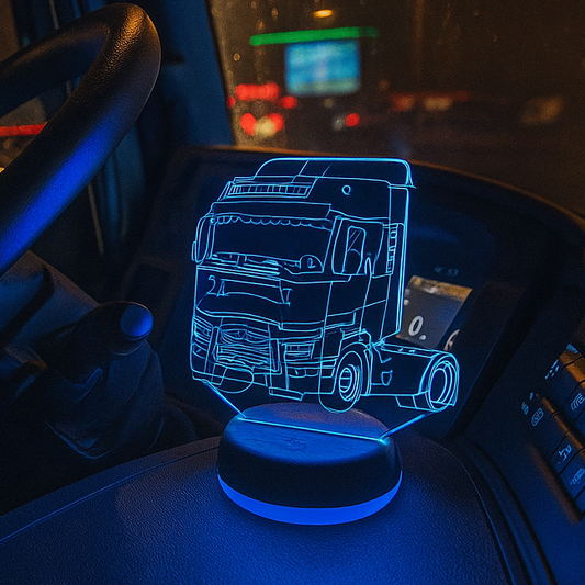Truck-shaped night light inside a vehicle at night