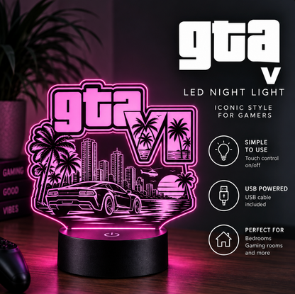 Neon City Personalised Gaming LED Lamp – Gamertag Night Light with Remote