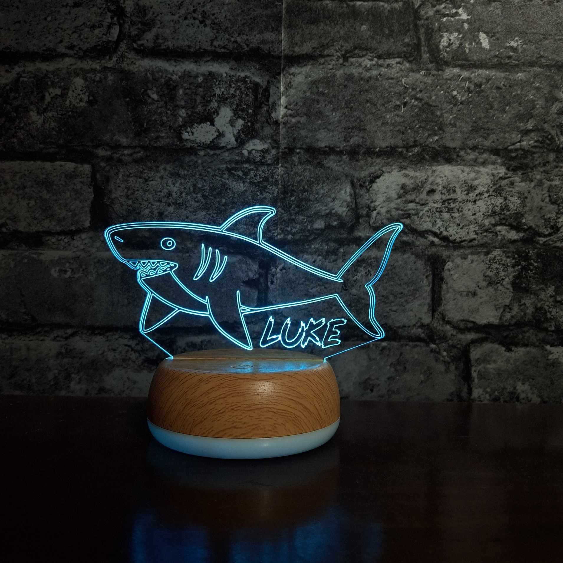 Personalised Shark LED Lamp Night LightÂ  Night Light Stock Car & Banger Toy Tracks