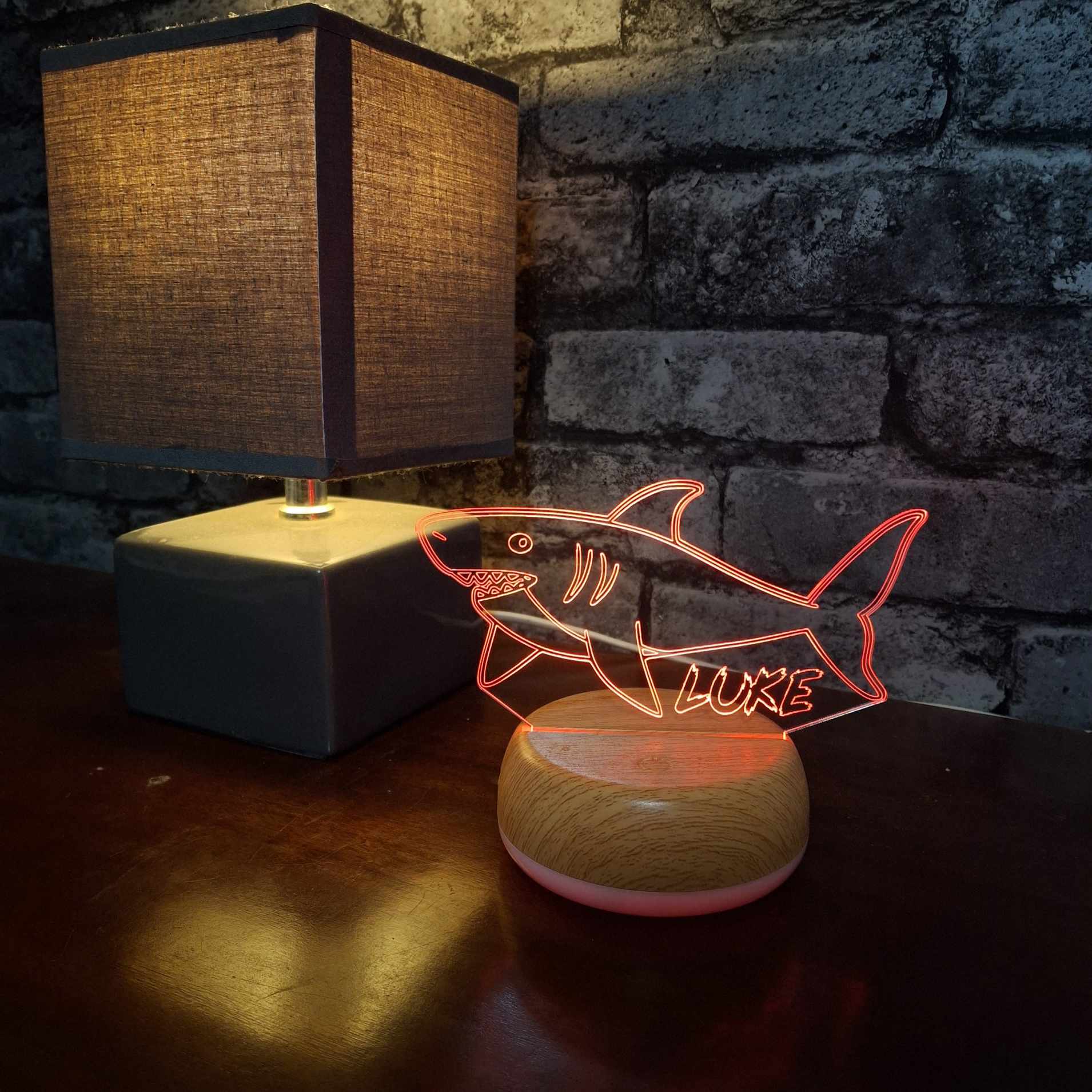 Personalised Shark LED Lamp Night LightÂ  Night Light Stock Car & Banger Toy Tracks