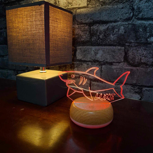 Personalised Shark LED Lamp Night LightÂ  Night Light Stock Car & Banger Toy Tracks