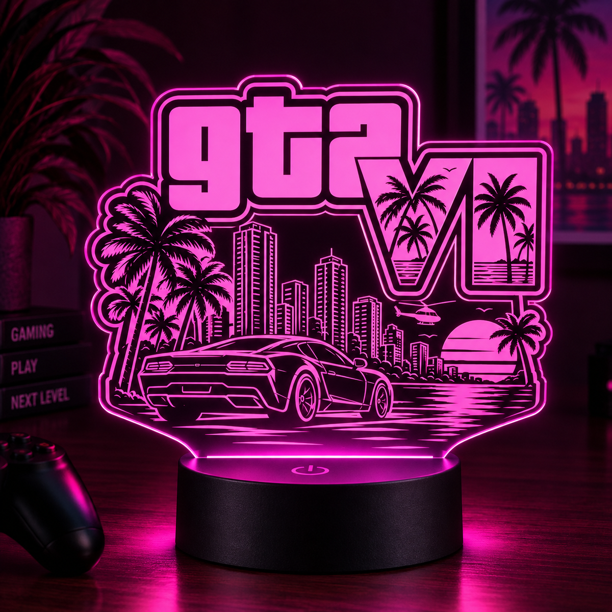 Neon City Personalised Gaming LED Lamp – Gamertag Night Light with Remote