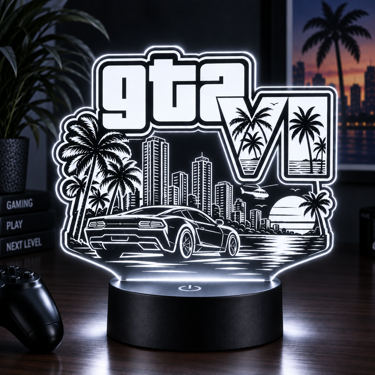 Neon City Personalised Gaming LED Lamp – Gamertag Night Light with Remote