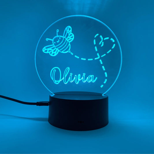 Personalised BEE Name LED Lamp Night LightÂ  Night Light Stock Car & Banger Toy Tracks