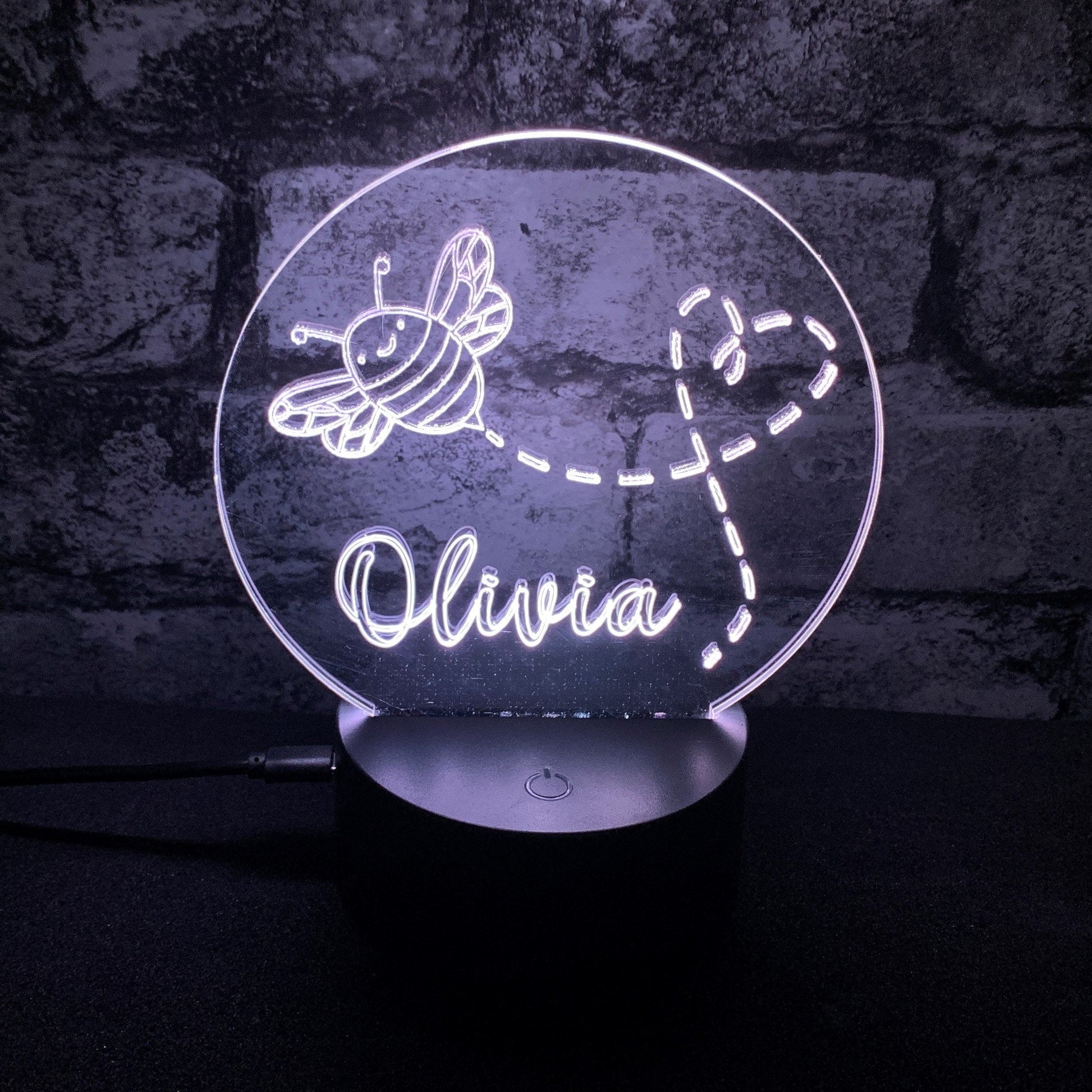 Personalised BEE Name LED Lamp Night LightÂ  Night Light Stock Car & Banger Toy Tracks
