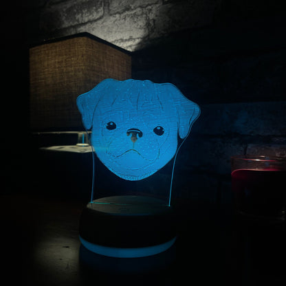 Personalised Pug LED Lamp Night LightÂ  Night Light Stock Car & Banger Toy Tracks