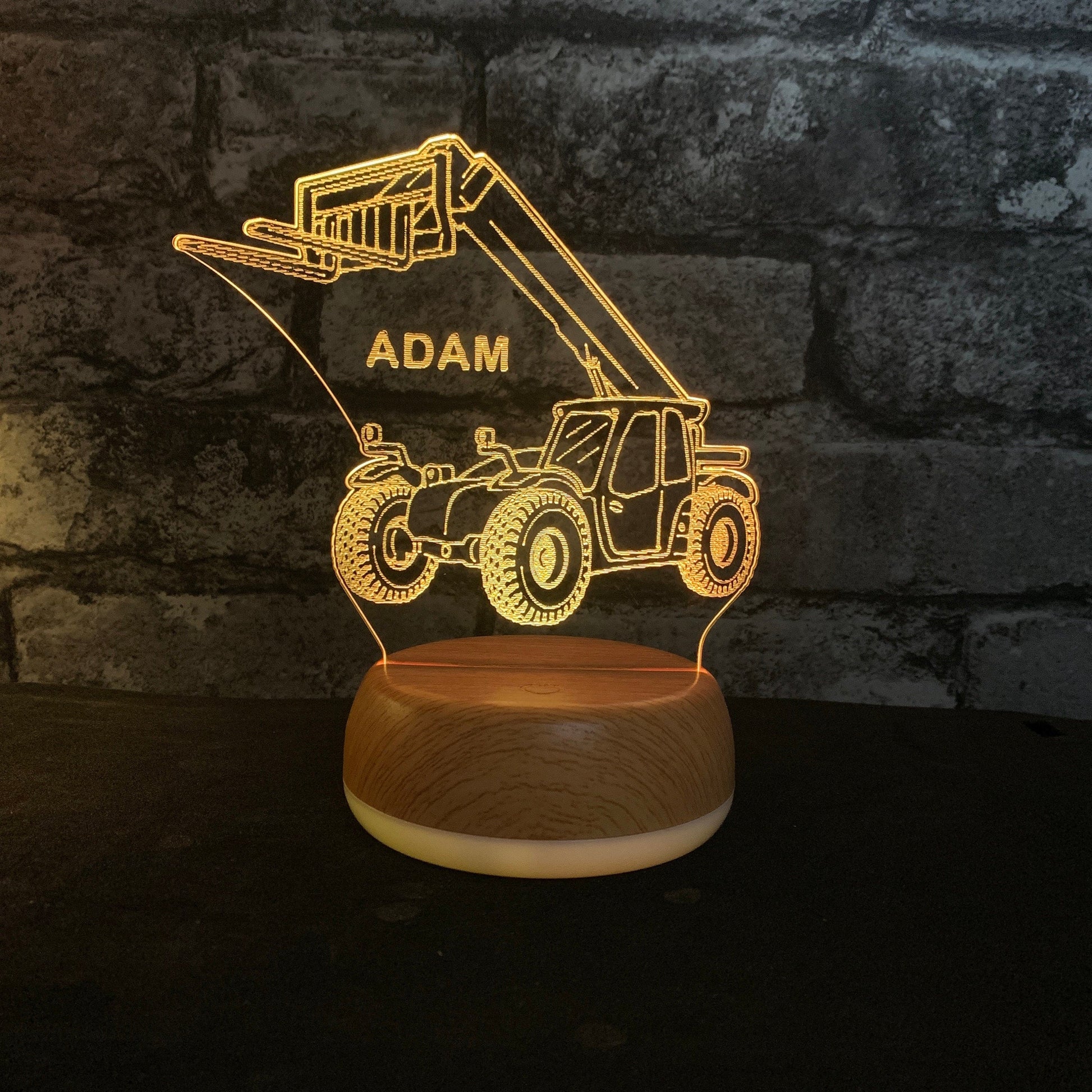 Personalised Forklift Loader Digger LED Lamp Night LightÂ  Night Light Stock Car & Banger Toy Tracks