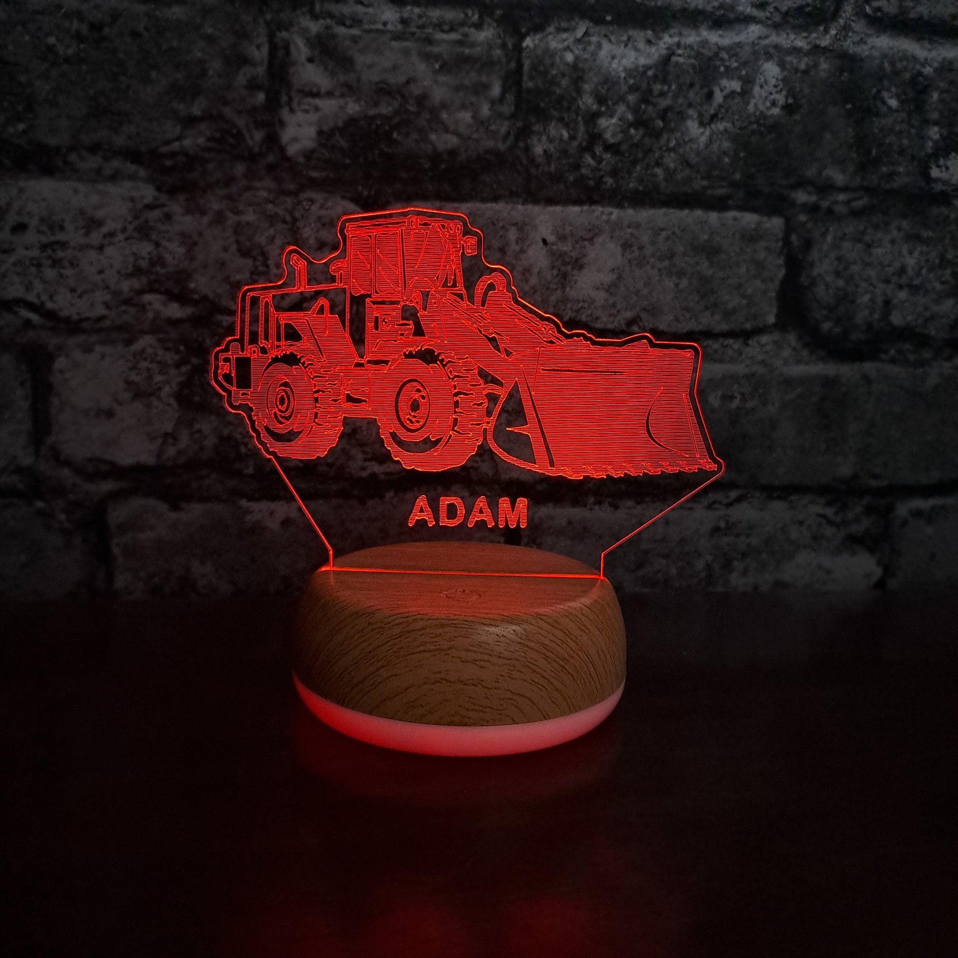 Personalised Front Loader Digger LED Lamp Night LightÂ  Night Light Stock Car & Banger Toy Tracks