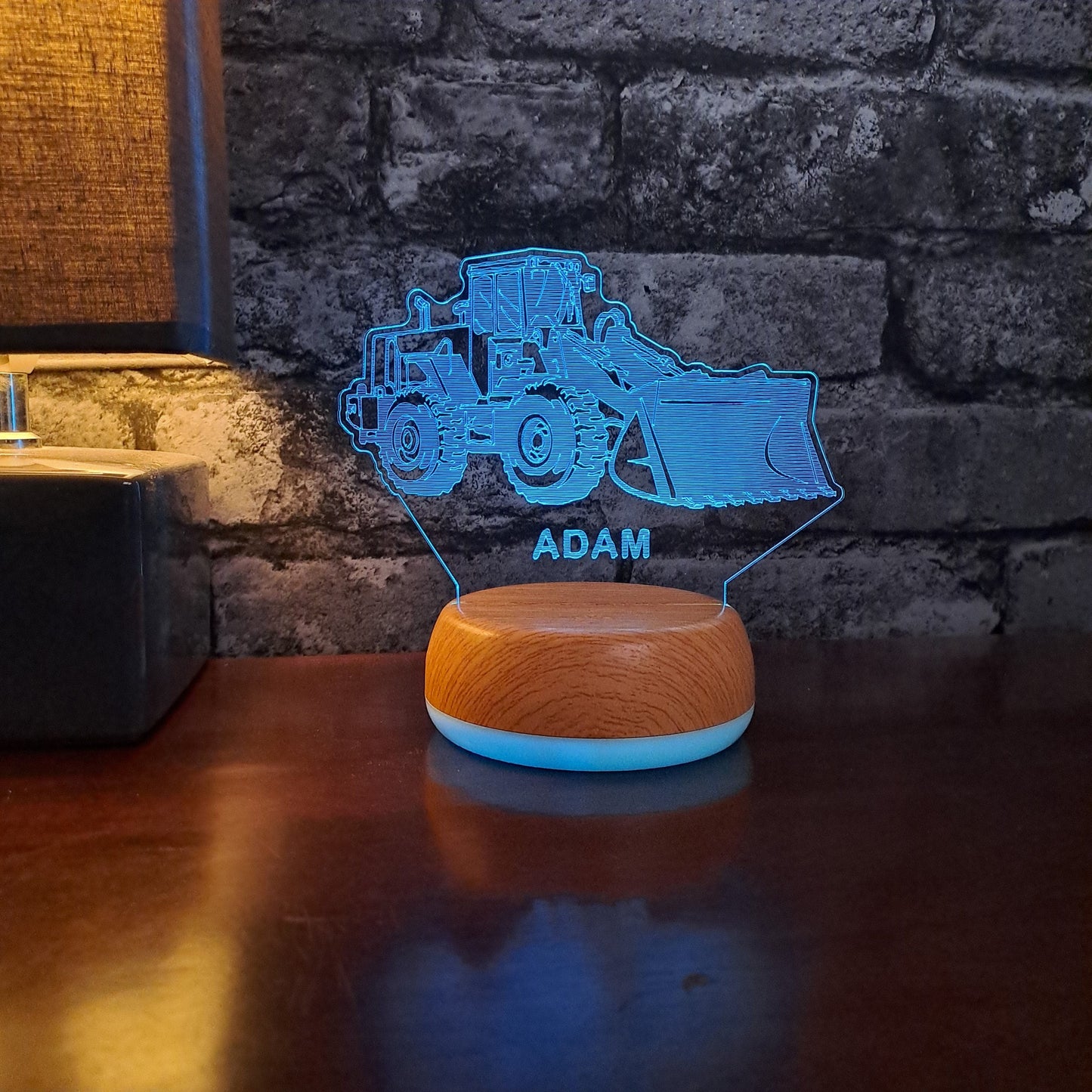 Personalised Front Loader Digger LED Lamp Night LightÂ  Night Light Stock Car & Banger Toy Tracks