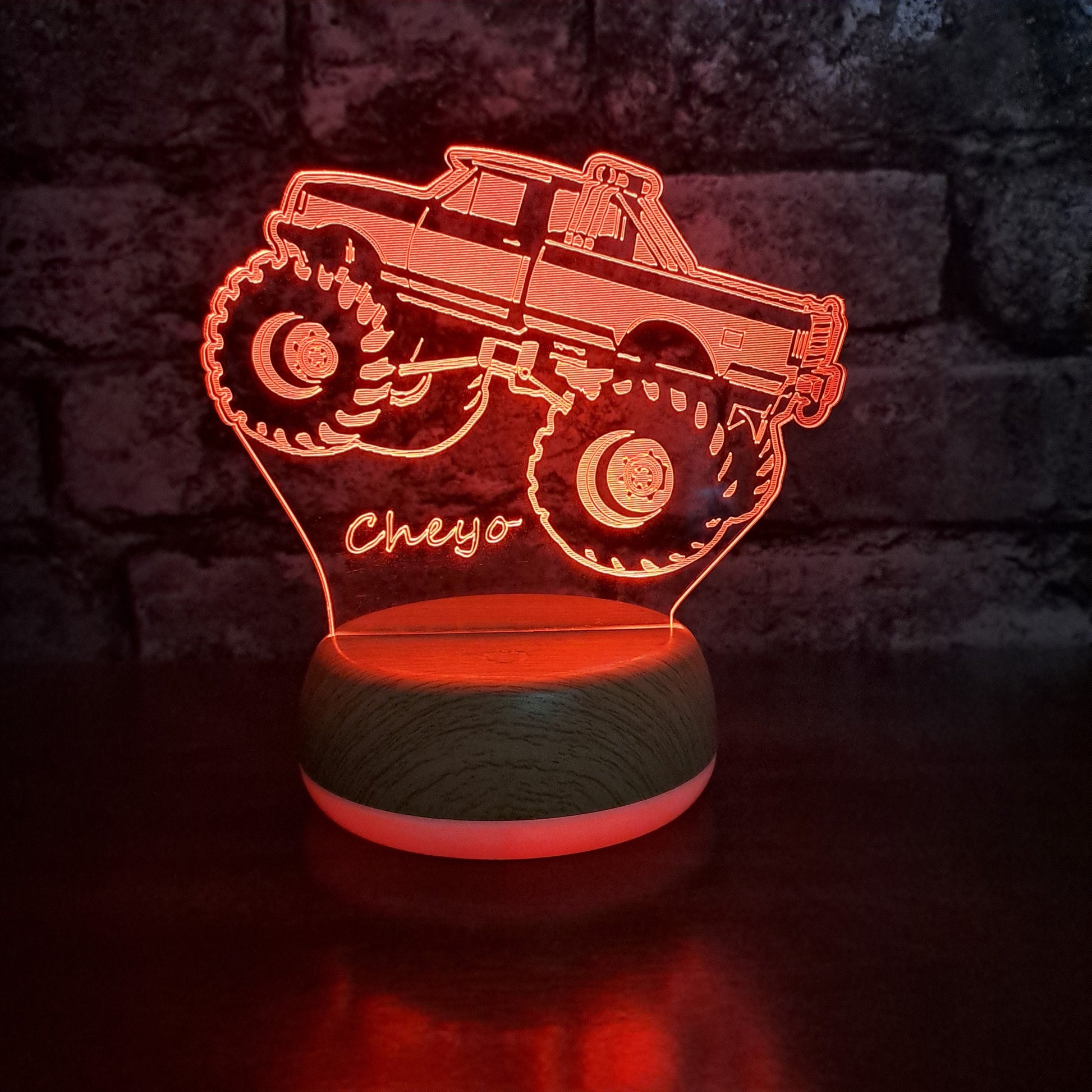 Personalised Monster Truck LED Lamp Night LightÂ  Night Light Stock Car & Banger Toy Tracks