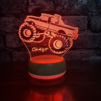 Personalised Monster Truck LED Lamp Night LightÂ  Night Light Stock Car & Banger Toy Tracks