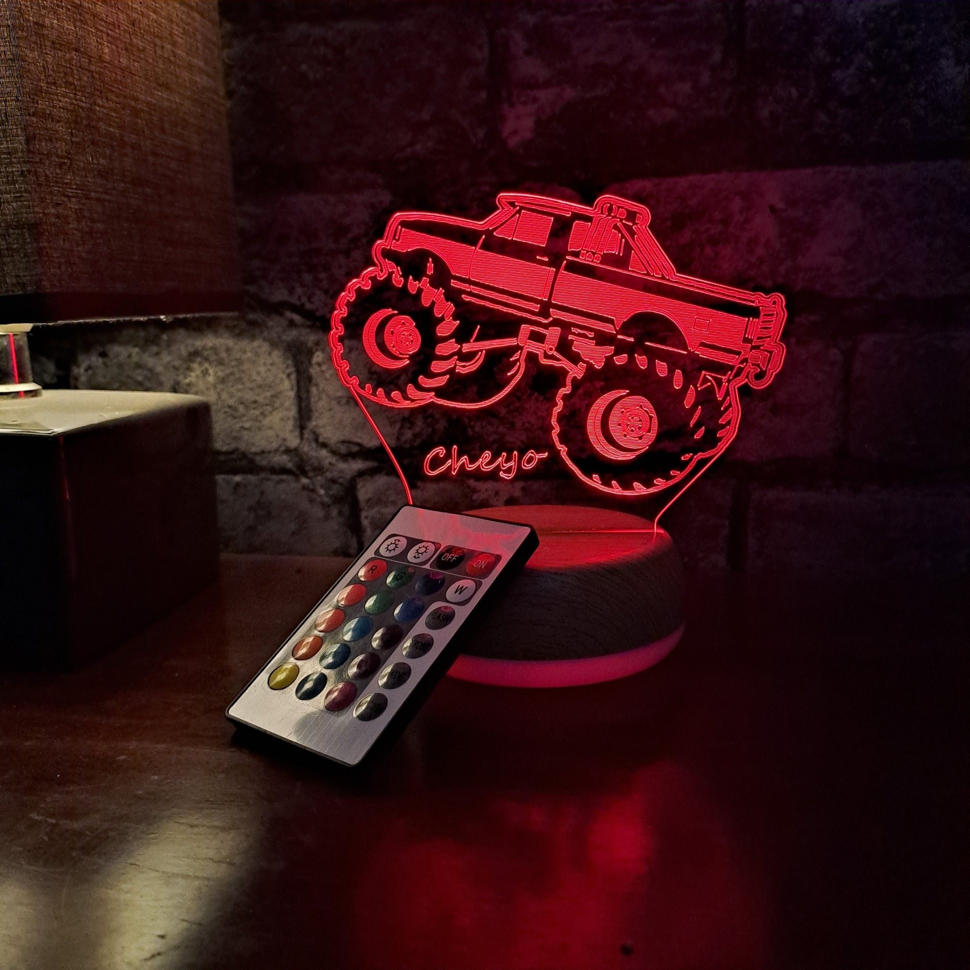 Personalised Monster Truck LED Lamp Night LightÂ  Night Light Stock Car & Banger Toy Tracks
