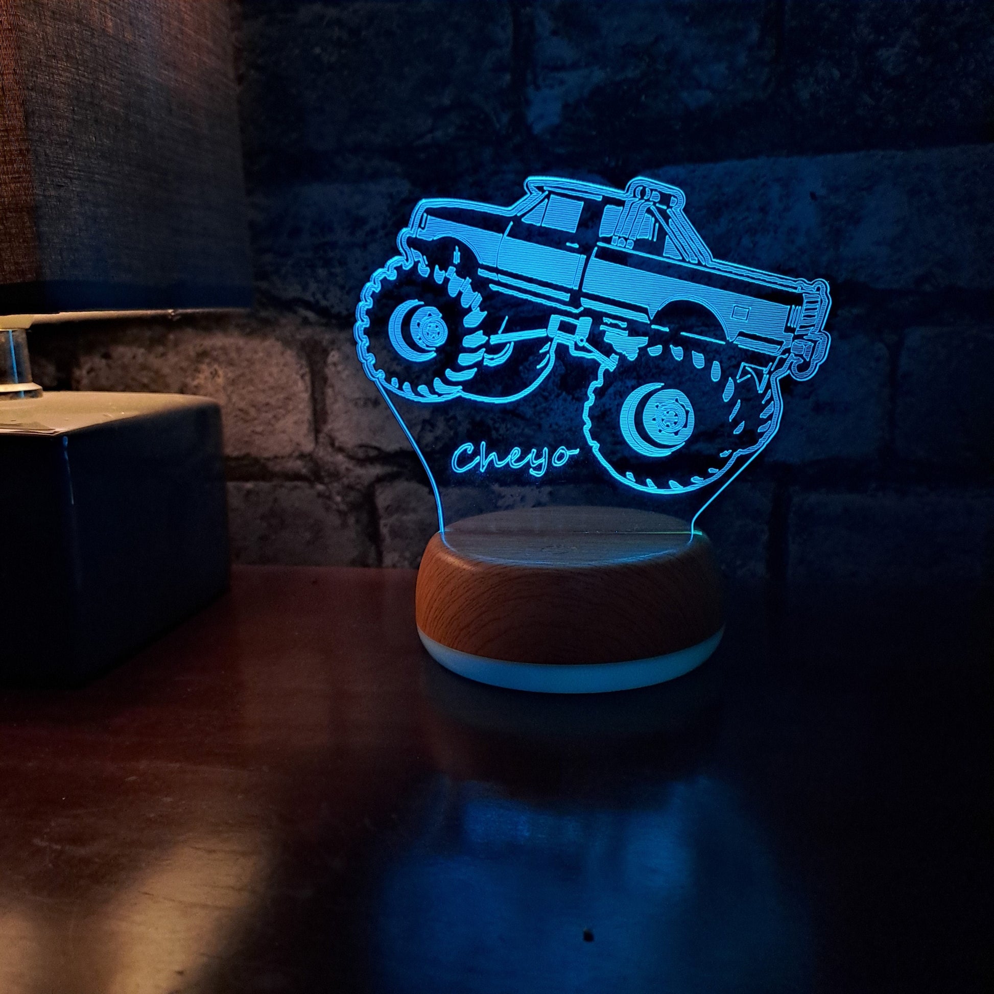 Personalised Monster Truck LED Lamp Night LightÂ  Night Light Stock Car & Banger Toy Tracks